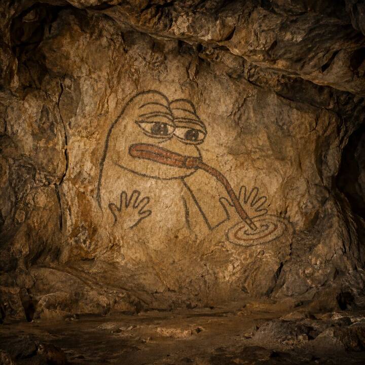 Line 1 after its first Pepe: a Pepe poking ripples with a stick